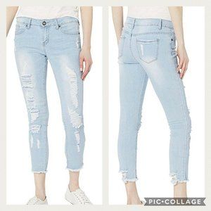 VIP Juniors 7/8 Distressed Cropped Skinny Jeans